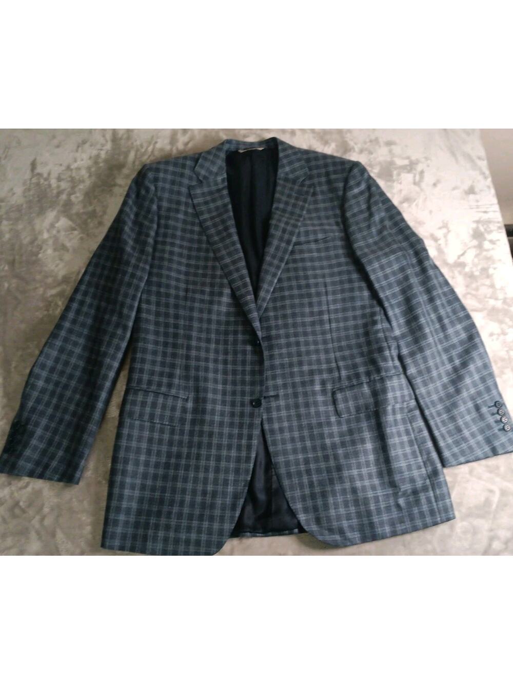 Canali Checkered Sport Coat 1934 Mens US 46L Made In Italy